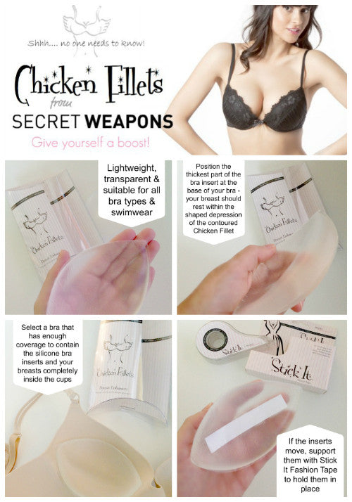 Silicone Shapers Small Breast Enhancers Chicken Fillets Lightweight Bra  Inserts Clear or Nude 