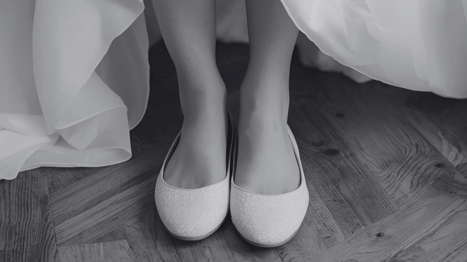 a bride wearing Bridesmaid Fold-Up Ballet Flats from secret weapons