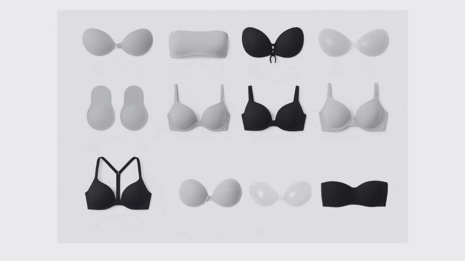 a photo of the different bra types from Secret Weapons, giving you more choices to choose from your different styles