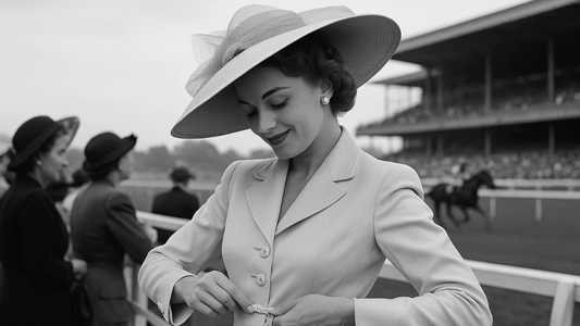 a photo of a woman from 1980s wearing secret weapons bra, gazing at her dress confidently