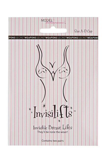 A packaging of Invisible Boob Tape advertising two pairs of A-D Cup per pack on a white background