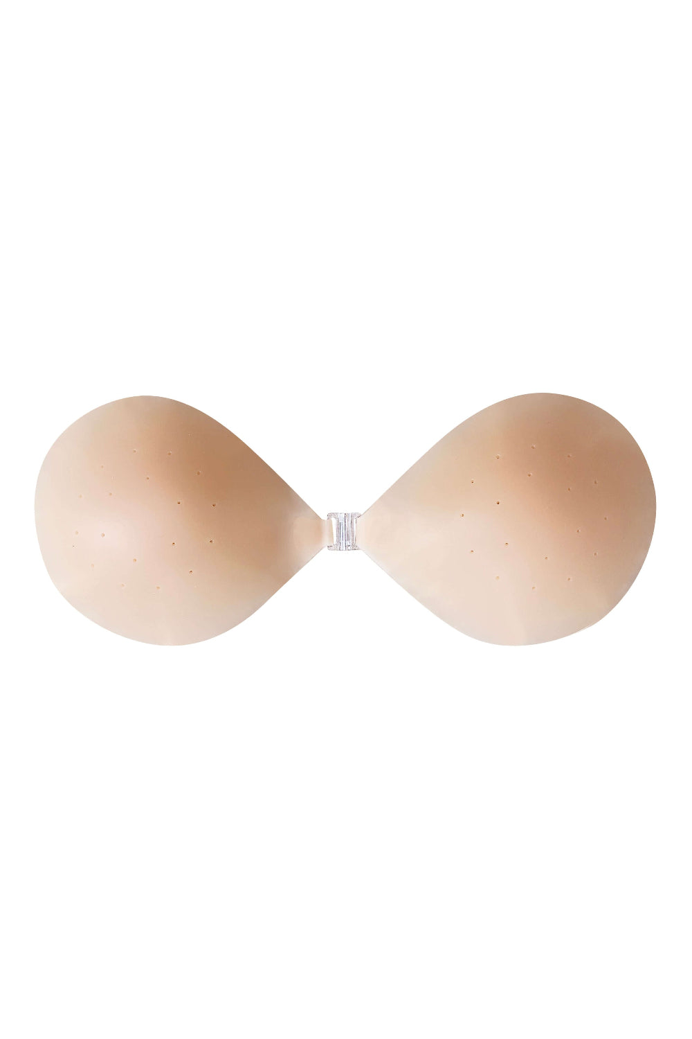A nude skin colour silicone bra on a white background